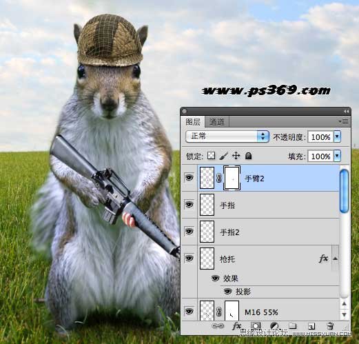 Photoshop创意合成战场上的松鼠教程,PS教程,思缘教程网