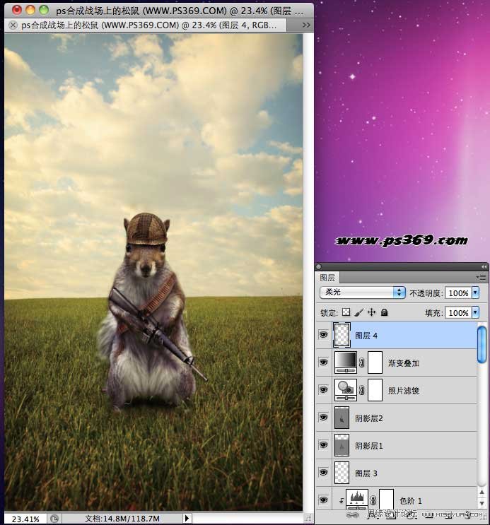 Photoshop创意合成战场上的松鼠教程,PS教程,思缘教程网