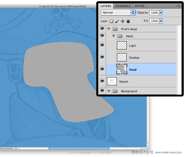 Photoshop绘制可爱卡通的海盗船长,PS教程,思缘教程网