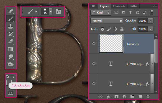 ps制作华丽的镶宝石金属字