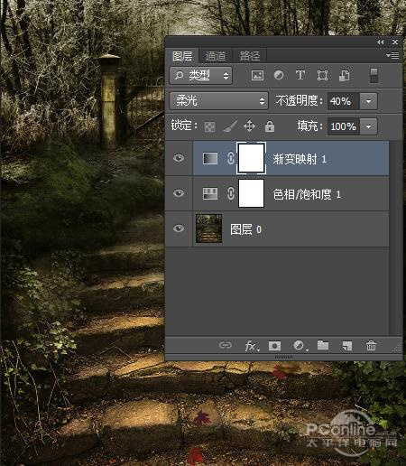 PS合成黑夜中提灯静坐的美女