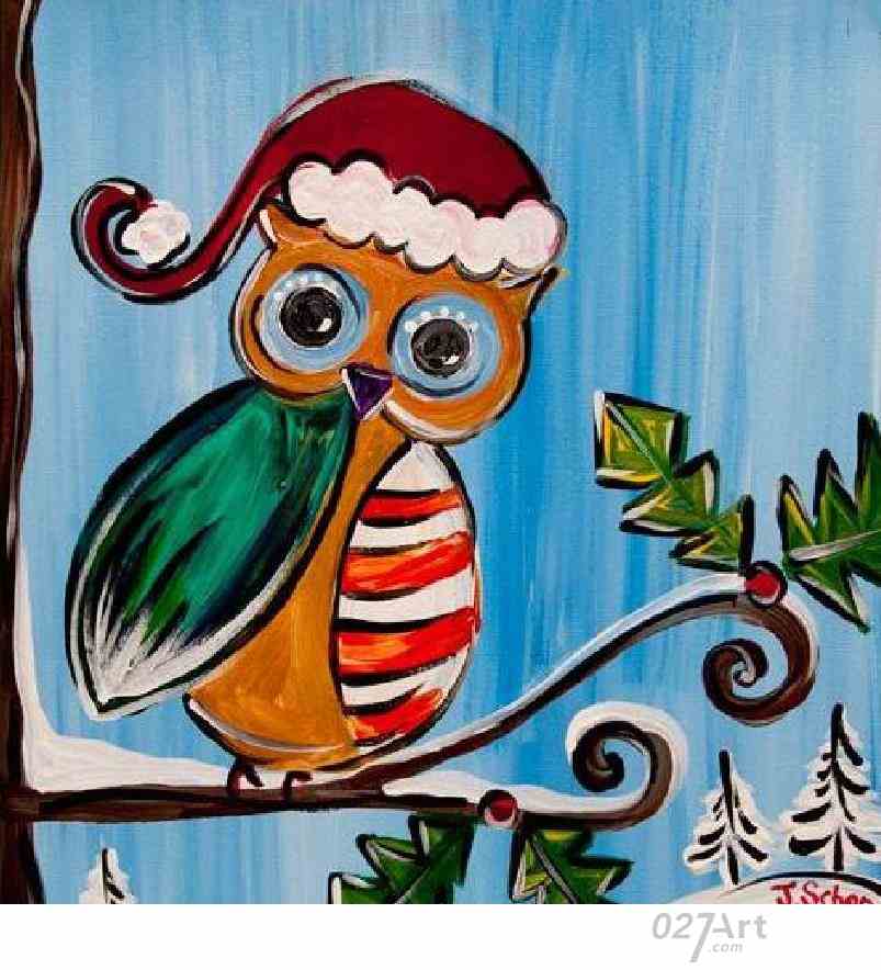 卖萌的猫头鹰冬天绘画图片在线看